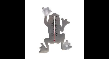 Nature Buitenthermometer - kikker - grijs - 16 cm - met zuignappen