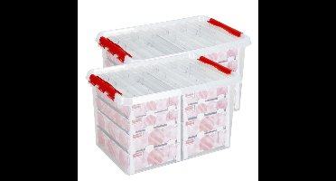 Opbergbox - 2x - voor kerstballen - 62 liter - rood deksel