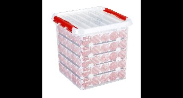 Opbergbox - voor 125 kerstballen - 38 liter - rood deksel