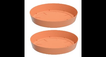Opvangschaal/onderschaal bloempot/plantenpot - 4x - terracotta - rond - Dia 15,5 cm