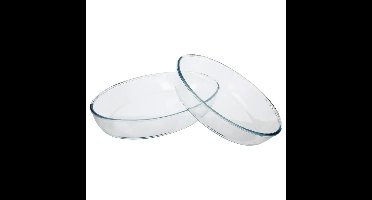 Ovenschaal set 2x stuks ovaal - Transparant - Glas - 26 en 35 cm