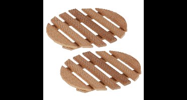 Pannenonderzetter - Set van 2x stuks - rond - 15 x 15 cm - hout - onderzetter - treefje