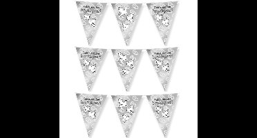 Paperdreams bruiloft/huwelijk thema vlaggetjes - 3x - versieringen - 10m - folie