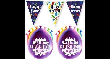 Paperdreams Happy brithday feest set - Ballonnen & vlaggenlijnen - 17x stuks