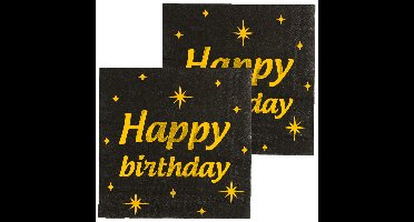 Paperdreams Verjaardag feest servetten - Happy Birthday - 32x - zwart