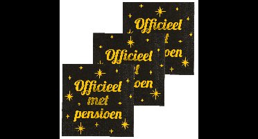 Paperdreams Verjaardag feest servetten - Pensioen - 48x - zwart