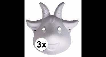 Papier mache masker - 3x - geit - DIY schilderen - 22 x 24 cm
