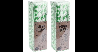 Papieren drinkrietjes - 200x - groen - 20 cm