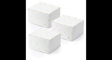 PartyDeco cadeaudoosje Hartjes - Bruiloft - 40x - wit/goud - papier - 6 x 4 cm
