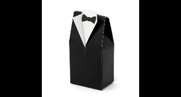 PartyDeco cadeaudoosjes - Bruiloft - 10x - zwart/wit - 7 x 9 cm