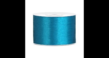 Partydeco Cadeaulint - turqoise - 5 cm x 25 meter - satijn - sierlint