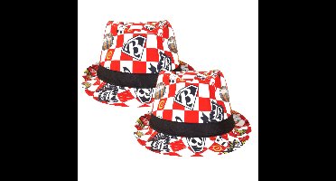 PartyXplosion Carnaval hoedje Kojak - 5x - rood/wit geblokt - Carnaval