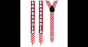 PartyXplosion Carnaval verkleed bretels - Brabander - rood/wit geblokt