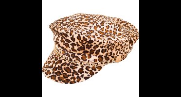 PartyXplosion Carnaval verkleed schippers pet - panterprint - goud