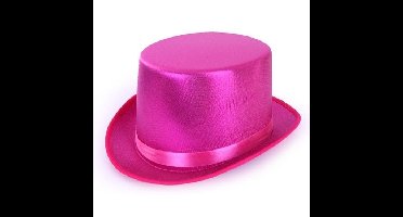 Partyxplosion Hoge verkleed hoed - metallic roze - volwassenen