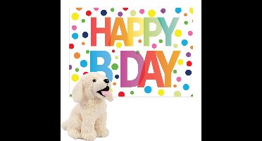 PIA Soft Toys Labrador hond knuffel - 20 cm - met verjaardagskaart