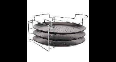 Pizza bakset - 4 delig - 32 x 32 x 25 cm - RVS - pizzaplate