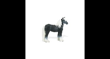 Plastic paard zwart/wit 11,5 cm