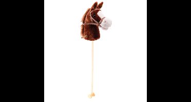 Pluche stokpaardje met geluid - donkerbruin - 98 cm - speelgoed