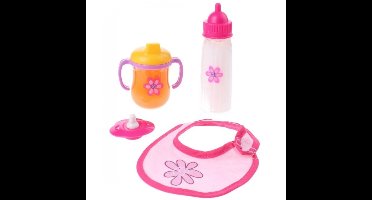 Poppen speelgoed eetset - 4-delig - kunststof - baby pop