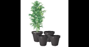 Pro Garden Bloempot - 4x - antraciet - rond - D50 cm - kunststof