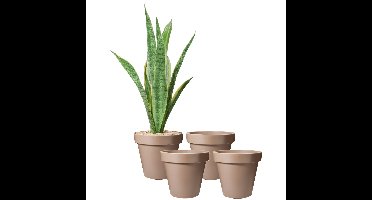Pro Garden Bloempot - 4x - mokka bruin - rond - D40 cm - kunststof