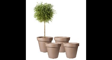 Pro Garden Bloempot - 4x - mokka bruin - rond - D50 cm - kunststof