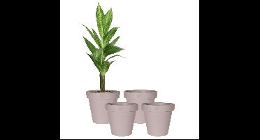 Pro Garden Bloempot - 4x - taupe - rond - D50 cm - kunststof