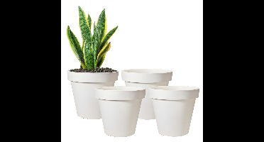 Pro Garden Bloempot - 4x - wit - rond - D30 cm - kunststof