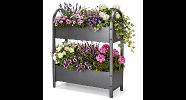 Pro Garden plantenbak - metaal - donkergrijs - 75 x 60 x 22 cm
