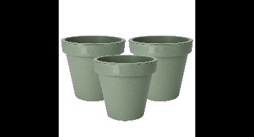 Pro Garden Plantenpot/bloempot - 3x - kunststof - donkergroen - D20 cm