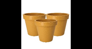 Pro Garden Plantenpot/bloempot - 3x - kunststof - okergeel - D20cm