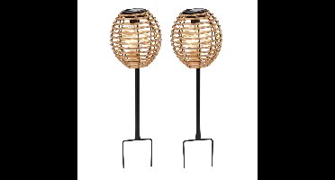 Pro Garden Solar tuinlamp / prikspot - 2x - warm wit - 13 x 13 x 52 cm