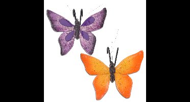 Pro Garden Tuindecoratie hanger Vlinders - 2x - kunststeen