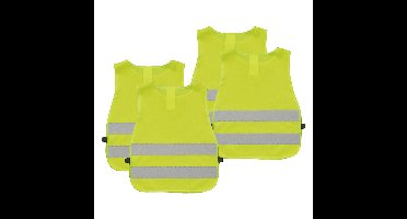 Pro Plus Veiligheidsvesten - 4x - geel - kinderen - Reflecterende veiligheidshesjes
