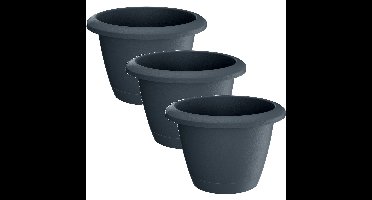 Prosperplast Bloempot - 3x - antraciet - kunststof - 39 cm