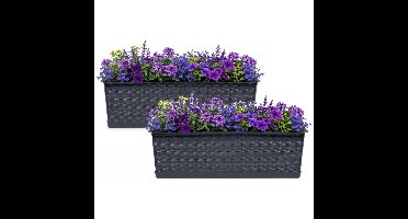 Prosperplast Plantenbak Ratolla - 2x - grijs - 50x17x15 cm - 8L