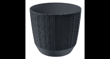 Prosperplast Plantenpot - stripe - antraciet grijs - D17xH15 cm