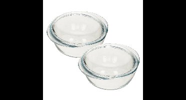 Pyrex glazen ovenschaal met deksel - 2x - 2,1 liter - 22 x 13 x 5 cm