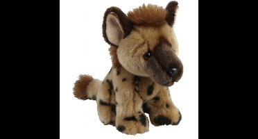 Ravensden Pluche gevlekte hyena knuffel - bruin - 18 cm - speelgoed
