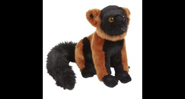 Ravensden Pluche knuffel Lemur aapje - 28 cm - rood/zwart