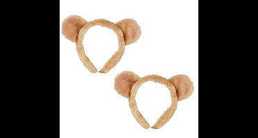 Ravensden Pluche leeuwen hoofdband - 2x - met oortjes - 15 cm - verkleden