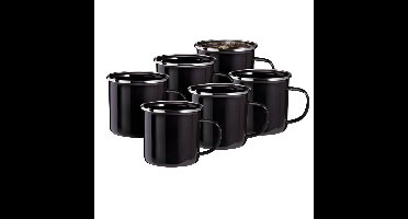 Redcliffs Drinkmokken - 10x stuks - zwart - 350 ml - emaille