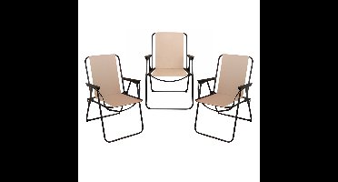 Redcliffs Klapstoel unica - 3x - beige - 75 x 38 cm - metaal/polyester
