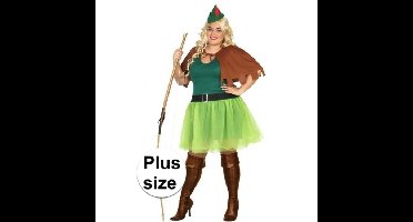 Robin Hood kostuum groen/bruin voor dames 4-delig grote maat