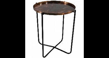 Ronde bijzettafel/plantenstandaard oud koper 50 cm