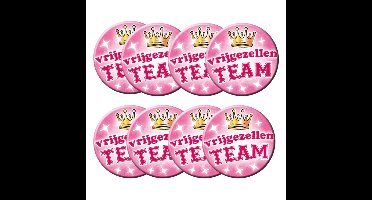Roze vrijgezellen team button - 8x - dames - bachelor party