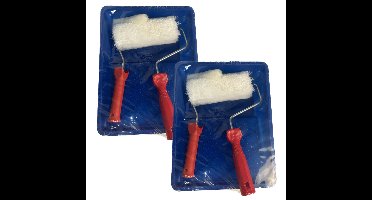 Schilderset - 2x - 5-delig - vacht verfroller - 18 cm - met verfbak