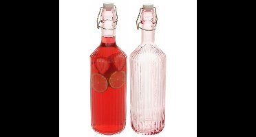 Secret de Gourmet Beugelfles / Weckfles - 2x - roze glas - 1 liter