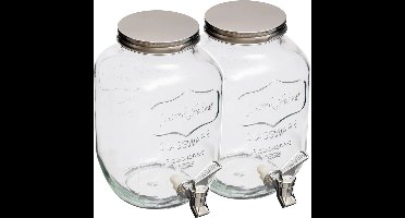 Secret de Gourmet Dranksdispenser/limonadetap - 2x - glas - 8 liter